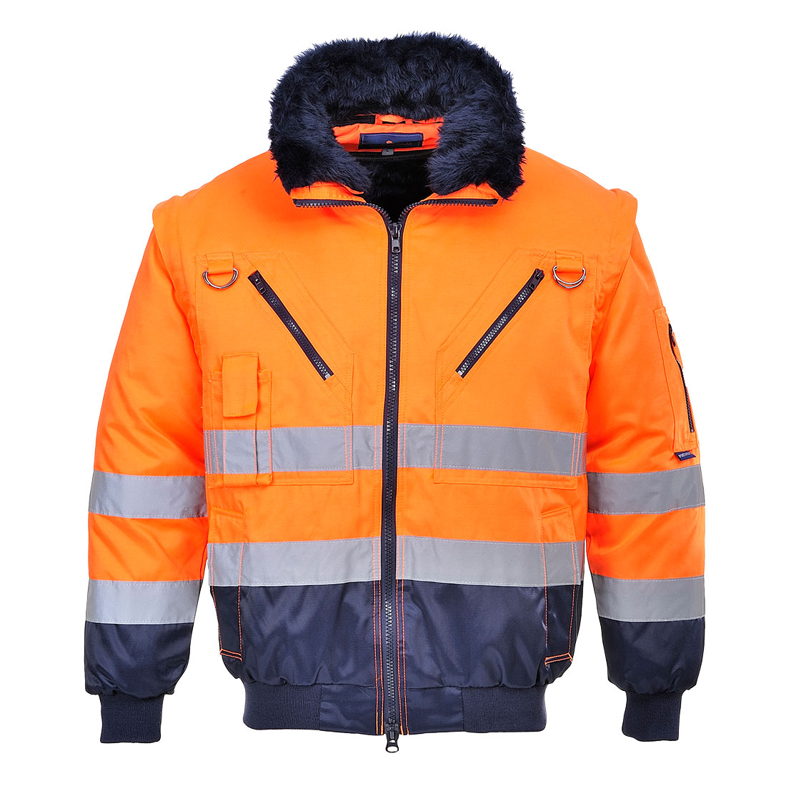 Portwest Jól láthatósági pilóta dzseki narancs / tengerészkék 3XL