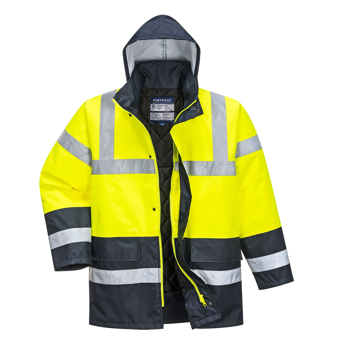Portwest Kontraszt Traffic munkavédelmi kabát sárga/tengerészkék 5XL