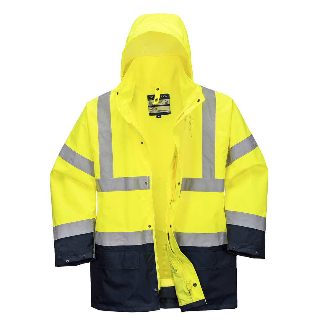 Portwest Essential 5 az 1-ben munkavédelmi kabát sárga / tengerészkék 4XL