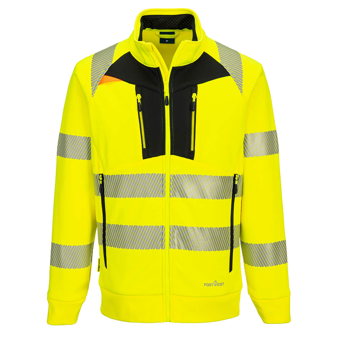 Portwest DX4 Hi-Vis cipzáras pulóver sárga / fekete 4XL