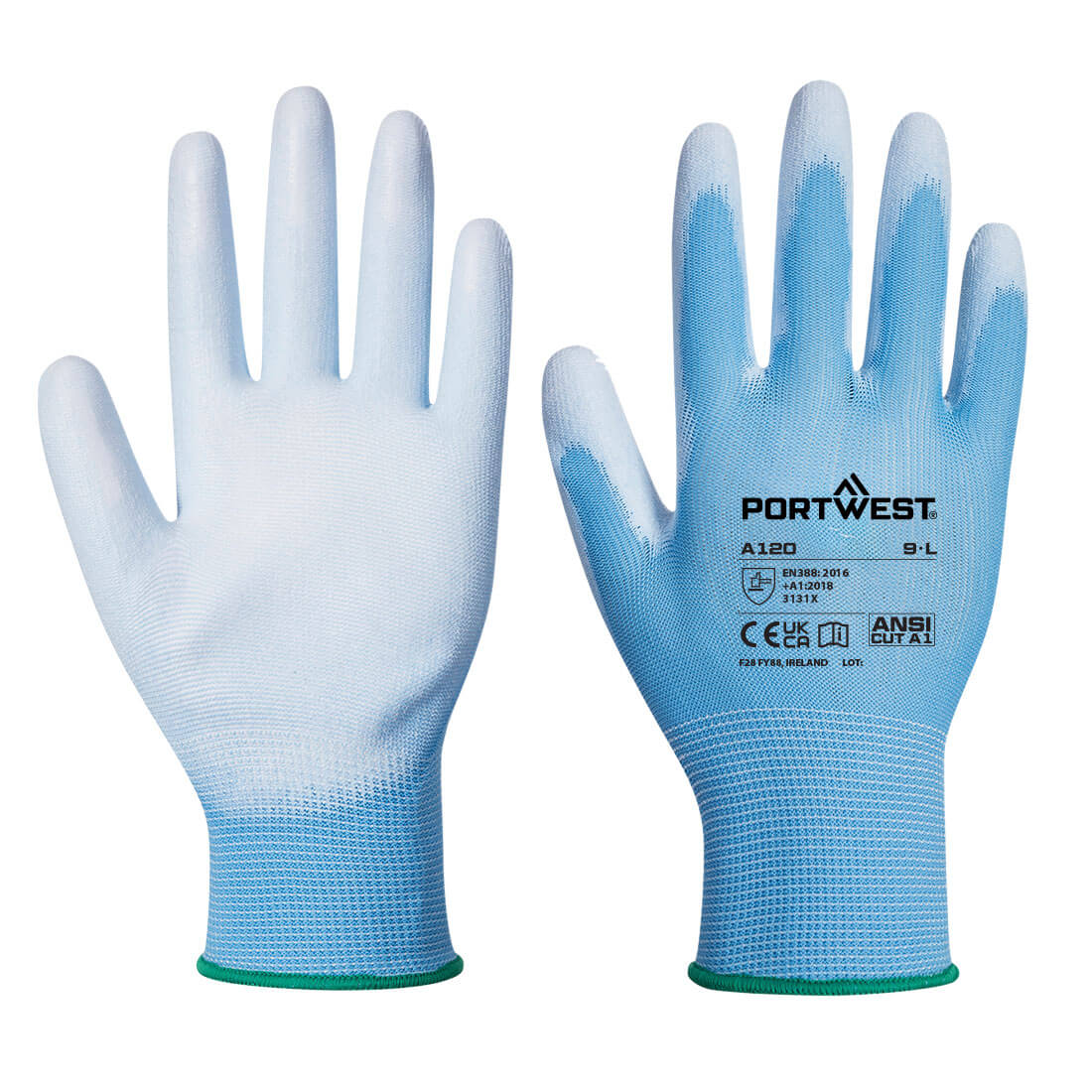 Portwest Nylon védőkesztyű PU tenyérmártott kék S