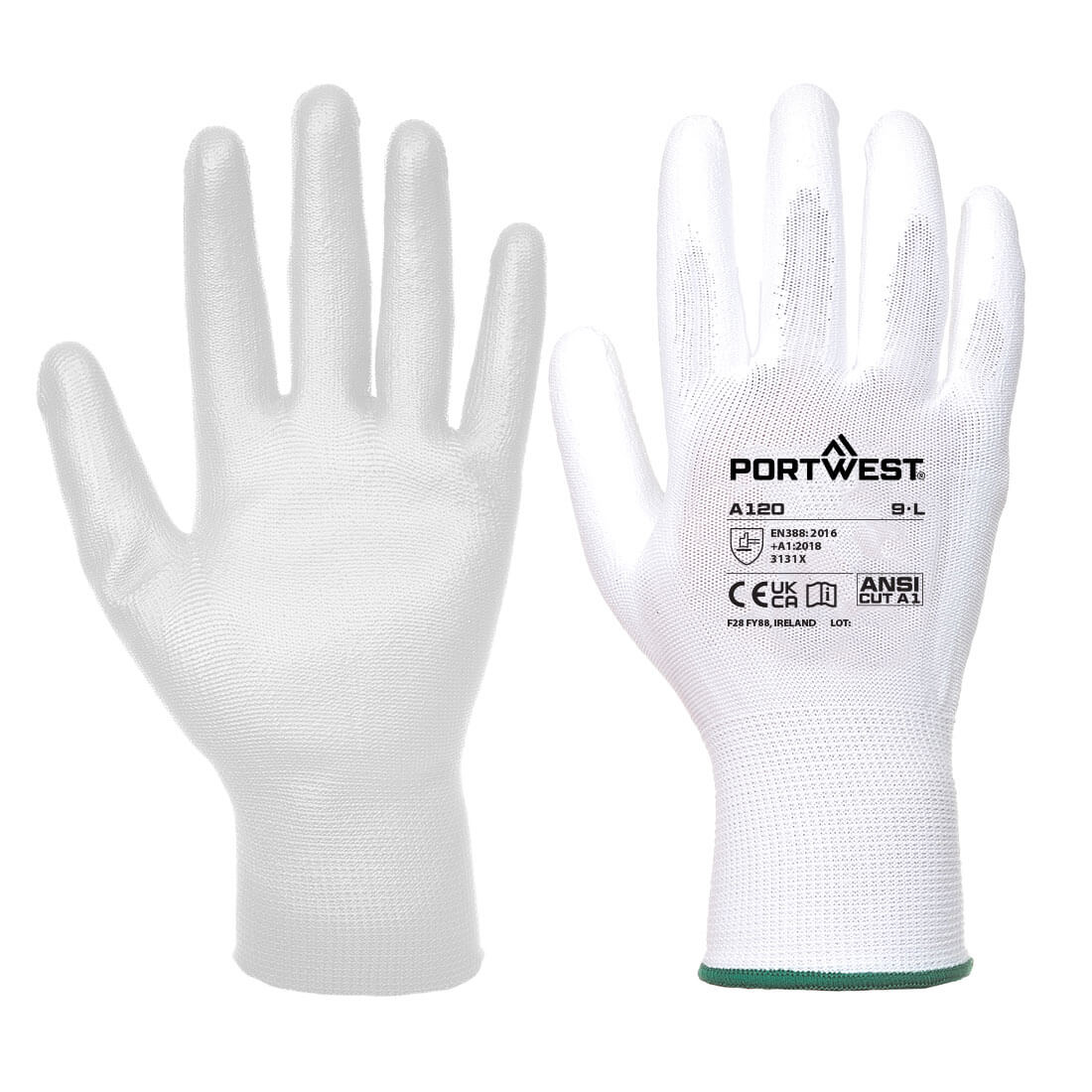 Portwest Nylon védőkesztyű PU tenyérmártott fehér M