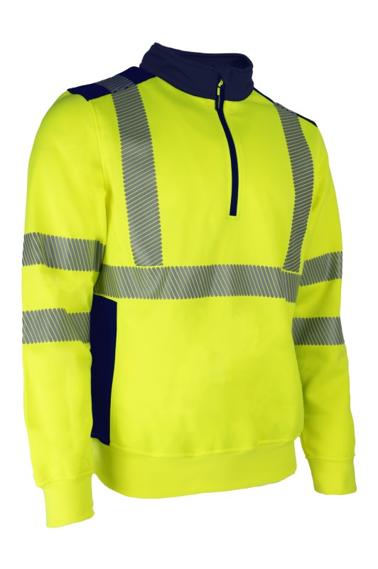 FRISS FLUO HiVis polár pulóver sárga/kék S